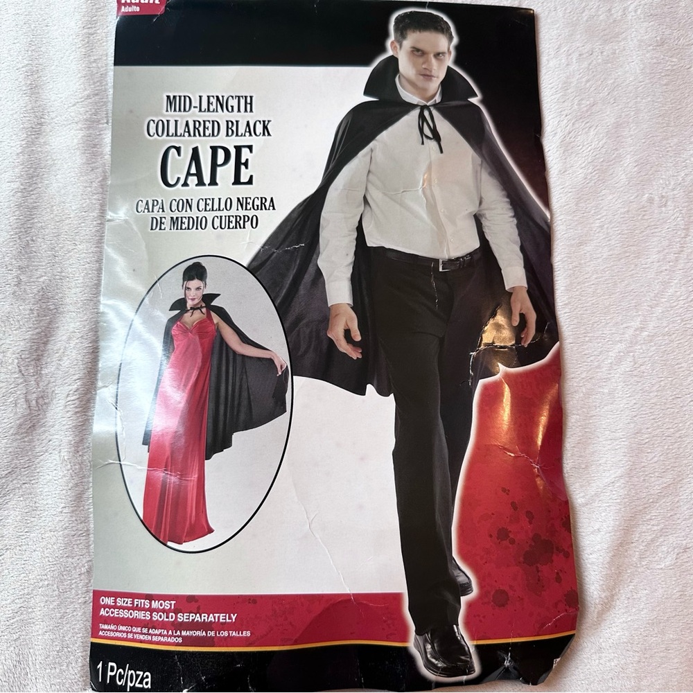 Halloween Black Mid-Length Vampire Collard Cape